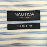 Chemise Nautica Classic Fit XL Rayures Bleu Blanc Poche Coton