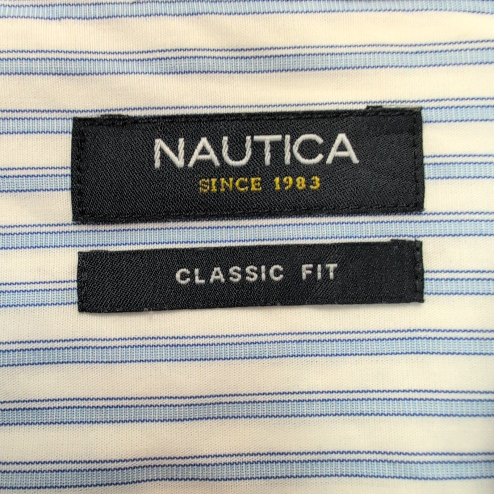 Chemise Nautica Classic Fit XL Rayures Bleu Blanc Poche Coton