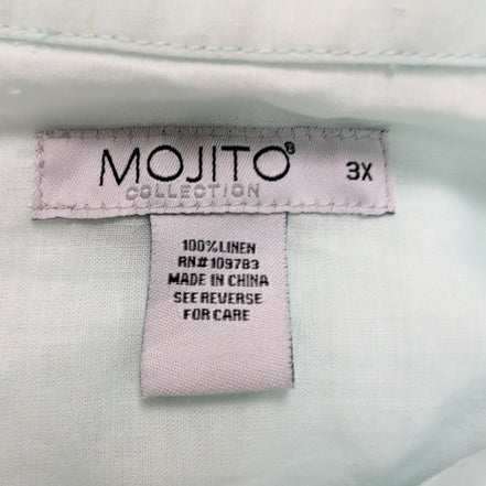 Chemise Mojito Cuba Panama Lin Vert Pâle 4 Poches Taille 3XL manches courtes