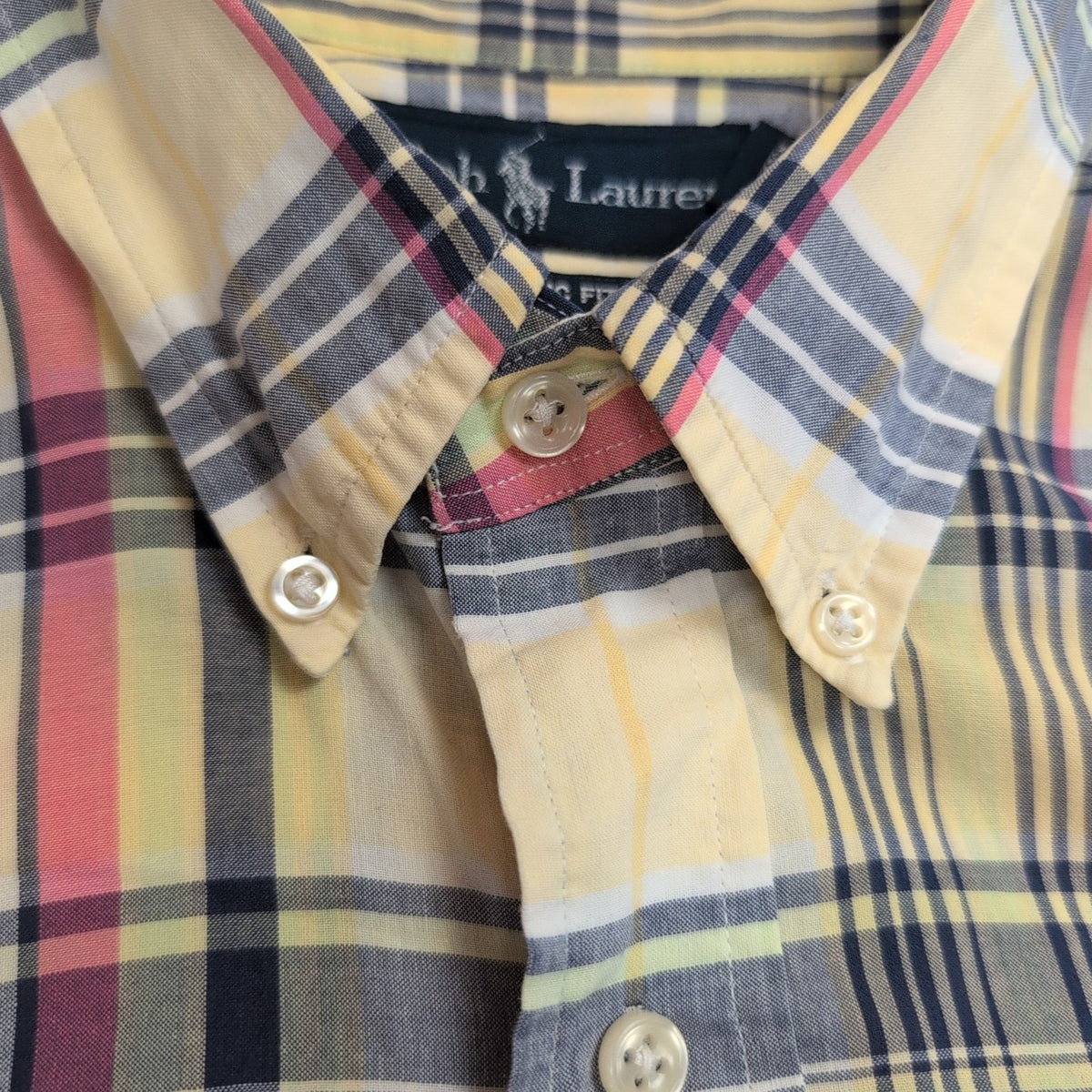 Chemise Ralph Lauren Classic Fit L Carreaux Jaune Bleu Rouge manches longues