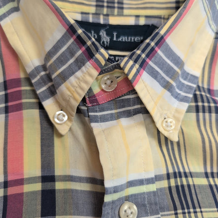 Chemise Ralph Lauren Classic Fit L Carreaux Jaune Bleu Rouge manches longues