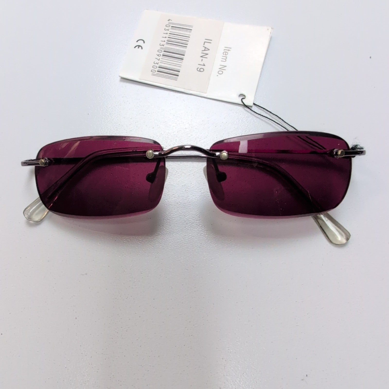 Bar-On® Lunettes de Soleil Rectangulaires Bordeaux Y2K Branches Fines