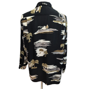 Chemise Hawaïenne Lopresti Polynosic Noir Manches Longues L