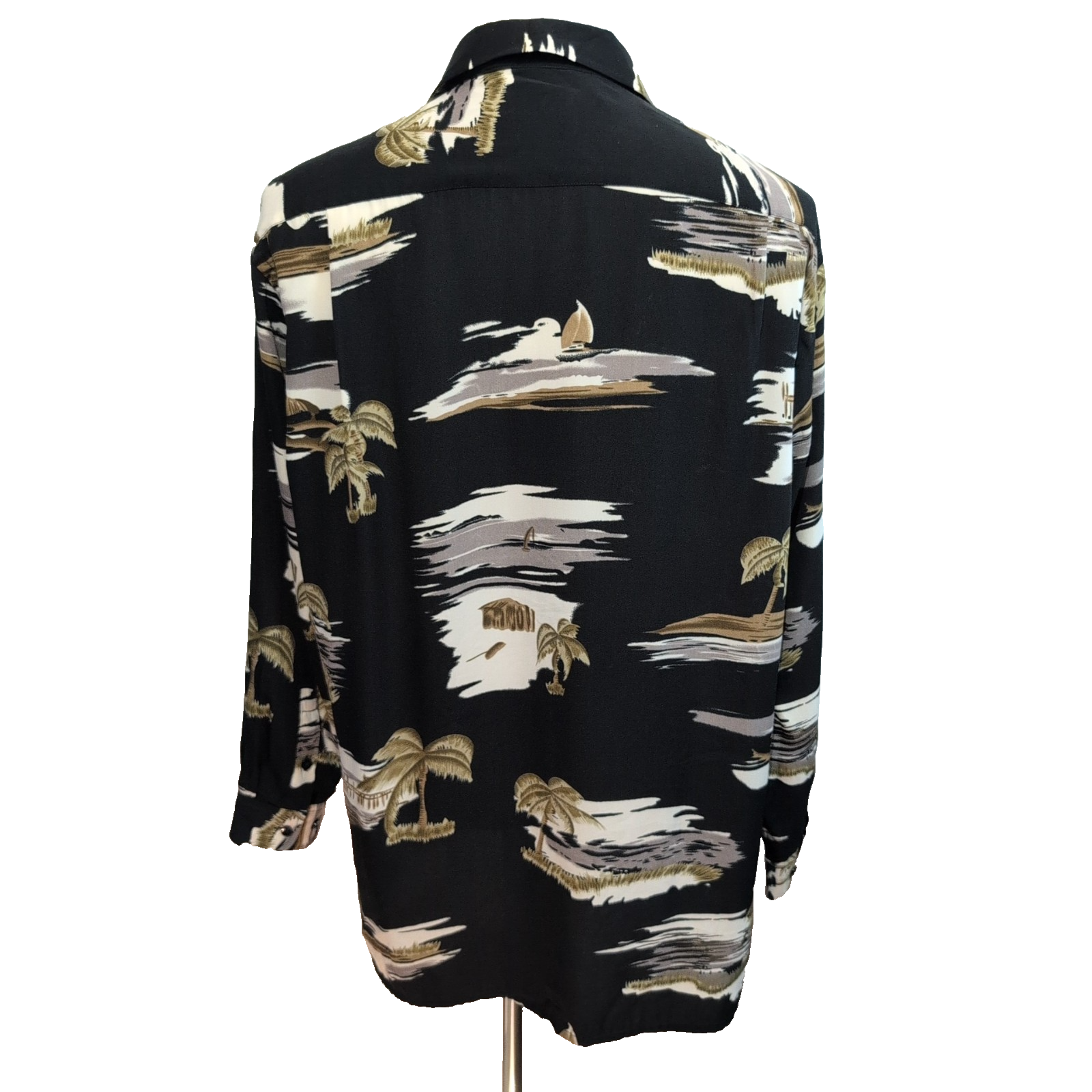 Chemise Hawaïenne Lopresti Polynosic Noir Manches Longues L