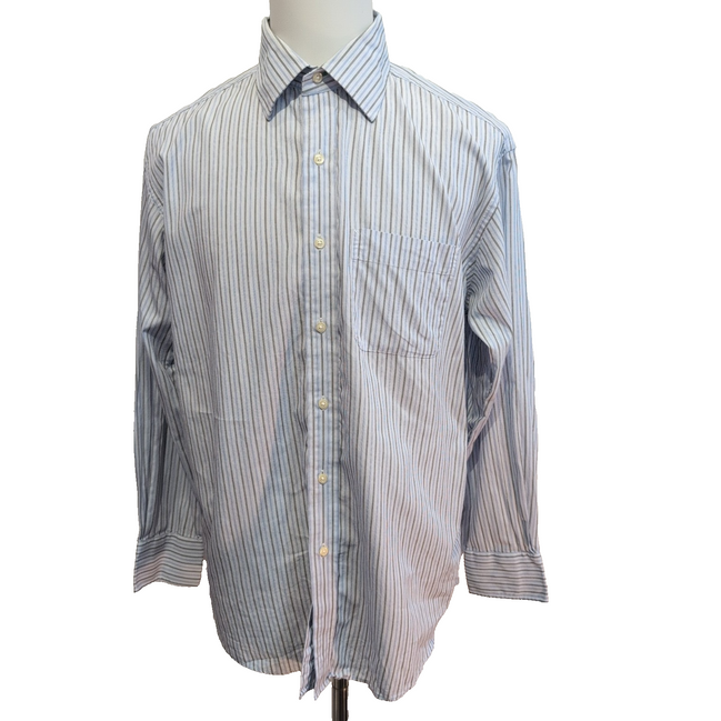 Chemise Tommy Hilfiger Rayures Bleues et Noires Manches Longues 1 Poche - T.L