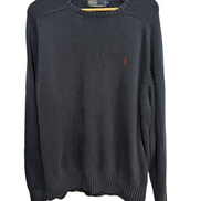 Pull Polo Ralph Lauren XL bleu marine col rond coton logo rouge brodé