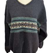 Pull EDDIE BAUER Vintage Ethnique MADE IN USA Laine Bleu Marine Taille L Femme