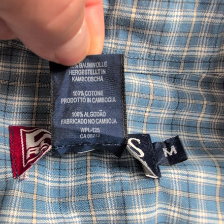 Chemise CHAPS Ralph Lauren bleue à carreaux manches courtes taille M #13e