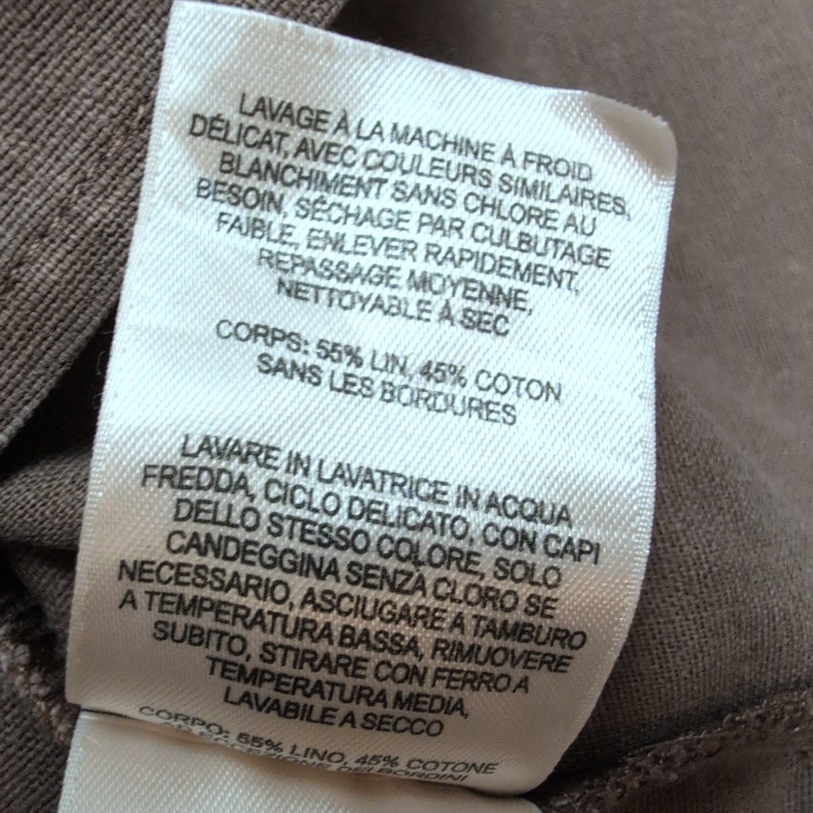 Chemise COLUMBIA Lin / Coton Homme L Marron Unie Manche Courte Poche