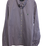 Chemise Ralph Lauren violet logo vert petits carreaux taille XXL #2578