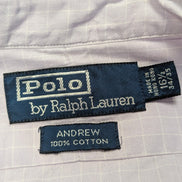 Chemise Polo Ralph Lauren Shirt L XL Andrew Lila Micro-Carreaux Col Mao Officier