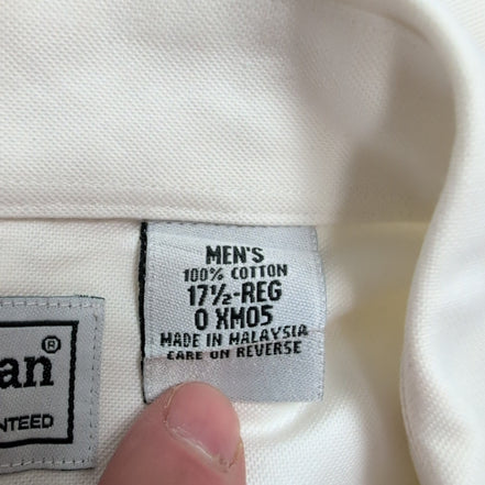 Chemise L.L. Bean blanche unie manches courtes poche brodée RSE vtg taille XXL