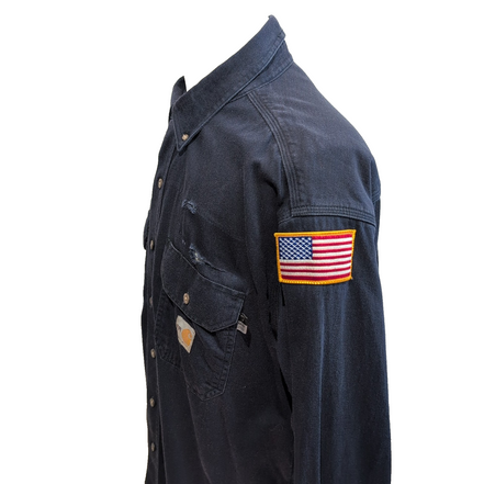 Chemise Workwear Carhartt FR XL bleu marine brodée USA work rare