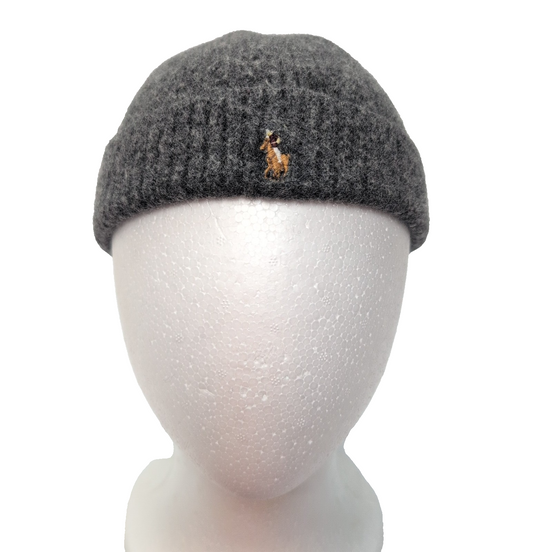 Bonnet Polo Ralph Lauren gris 100% laine mérinos logo brodé petite taille