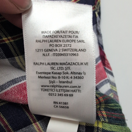 Chemise Ralph Lauren Lin S Manches Courtes Carreaux Rouge Bleu