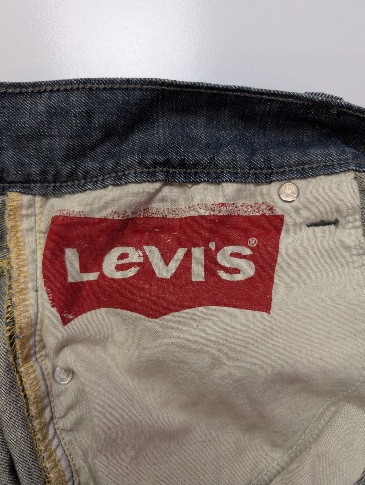 Jean Levi's 514 Homme Vintage Bleu Foncé W36 L32 Denim Poche Arrière Rabat