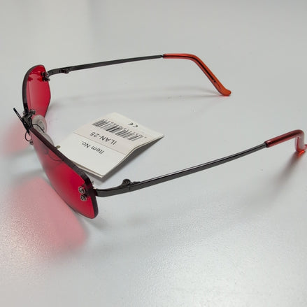 Lunettes de soleil Y2K Cyber Rimless Teintées Rouge Branche Fine Métal