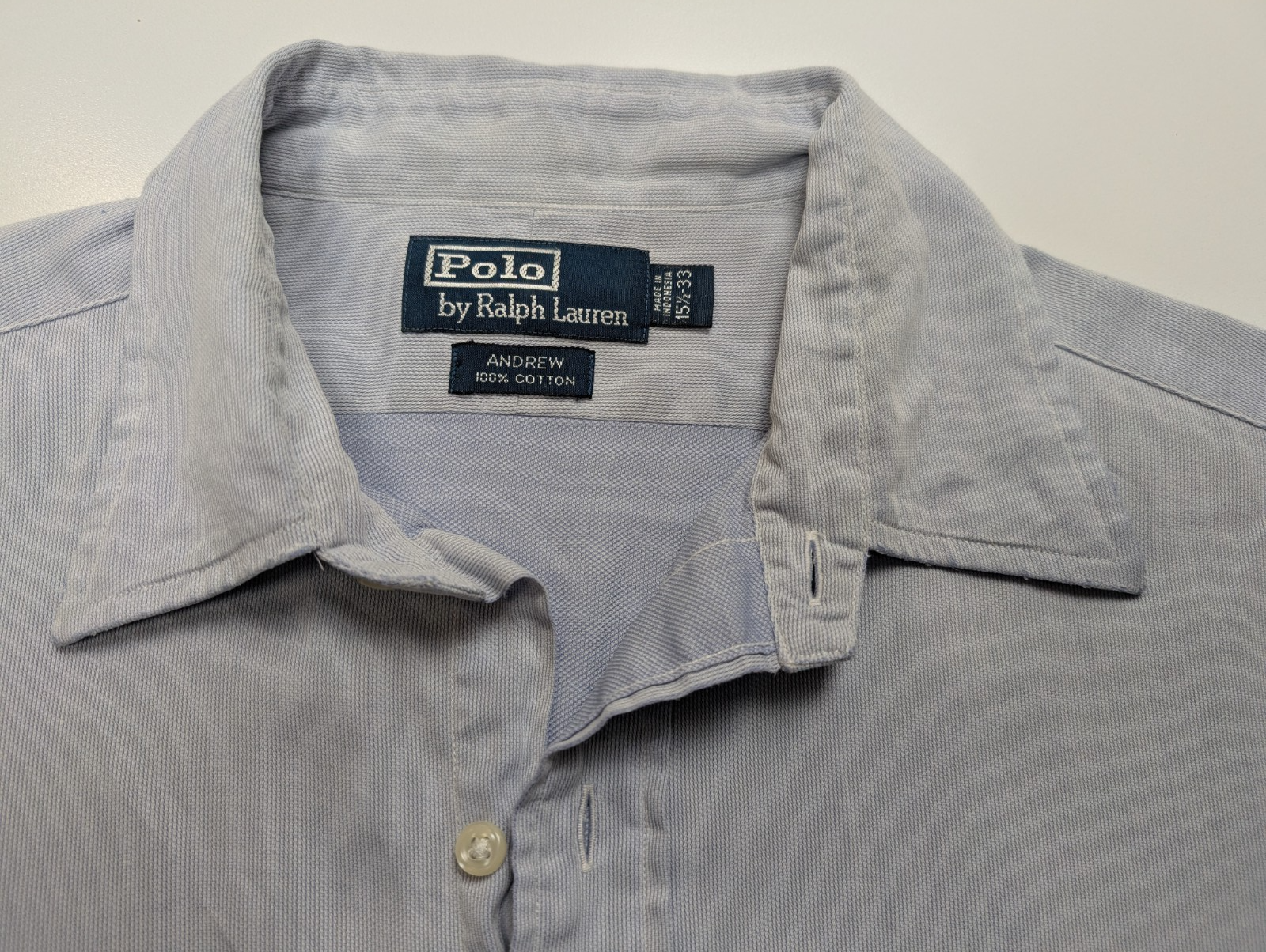 Chemise Polo Ralph Lauren Shirt Andrew M L Rayée Bleu Coton Col Classique