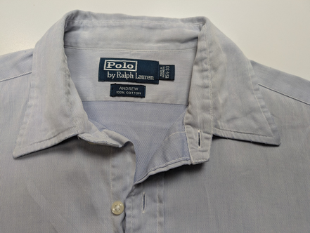 Chemise Polo Ralph Lauren Shirt Andrew M L Rayée Bleu Coton Col Classique