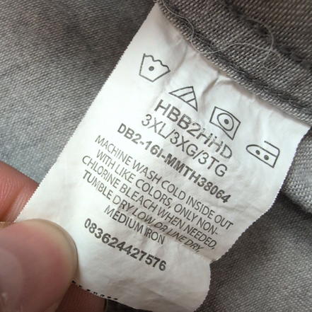 Chemise Wrangler 3XL Gris Workwear 2 Poches Coton manches longues