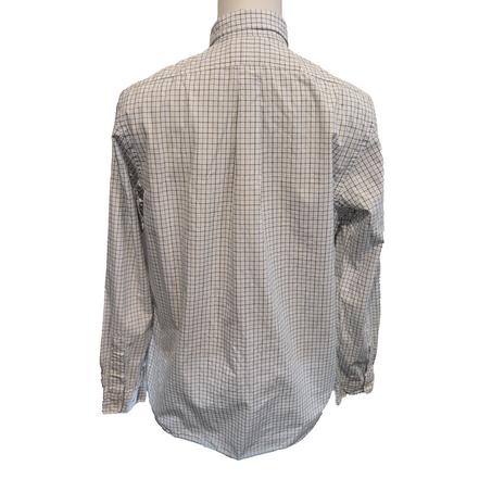 Chemise Polo Ralph Lauren XL Custom Fit Carreaux Bleu Noir Logo Coton