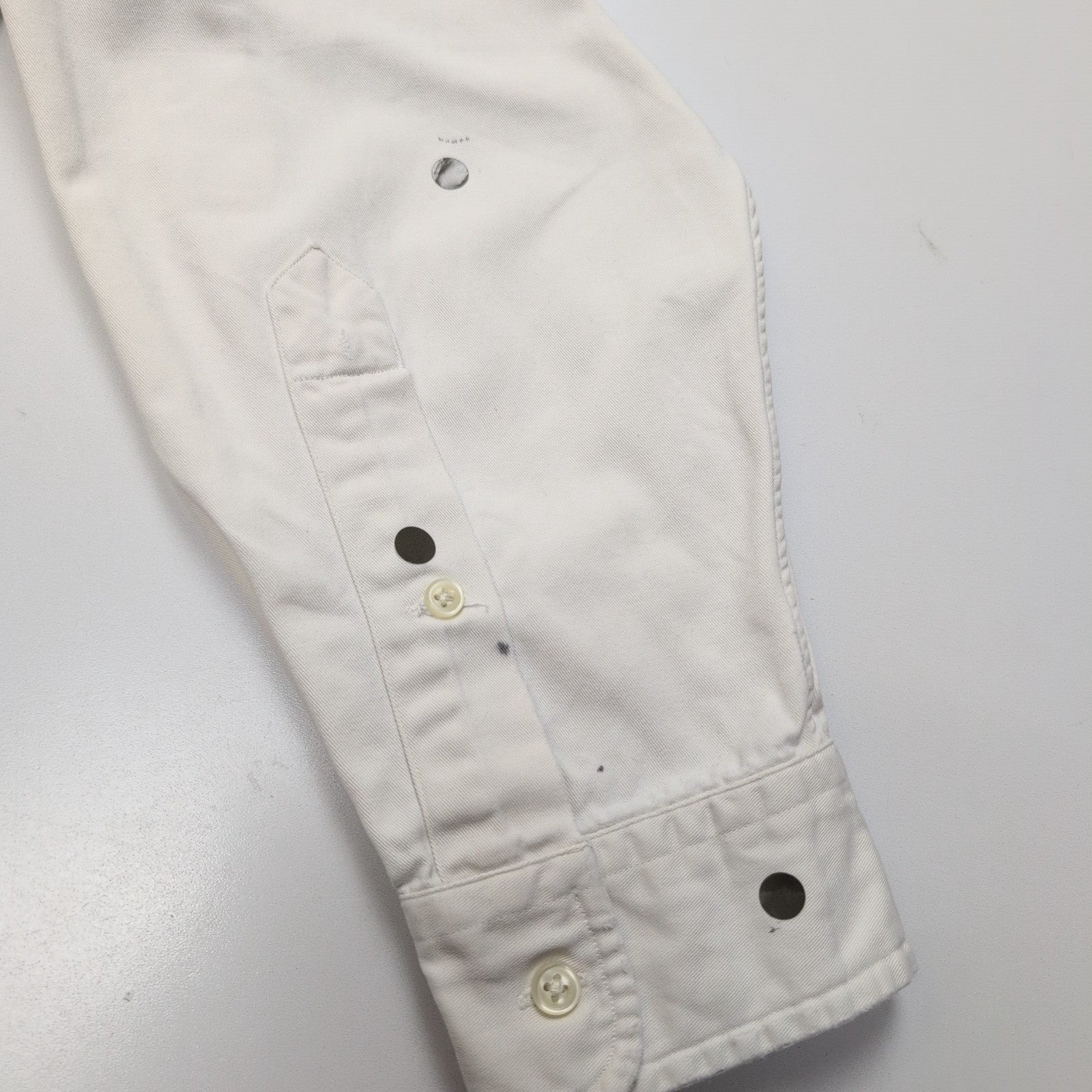 Chemise Ralph Lauren XL Vintage Blanche Coton Lourd Logo Bleu