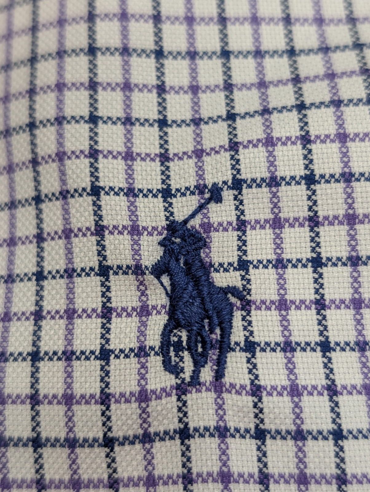 Chemise Ralph Lauren violet petits carreaux logo marine taille M / L #2558
