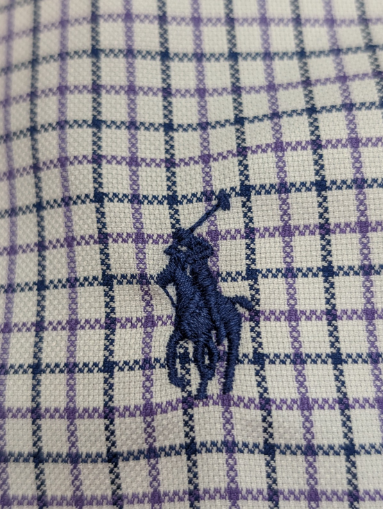 Chemise Ralph Lauren violet petits carreaux logo marine taille M / L #2558