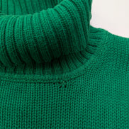 Pull Col Roulé Ralph Lauren Vert 100% Coton Logo Marron - Taille S