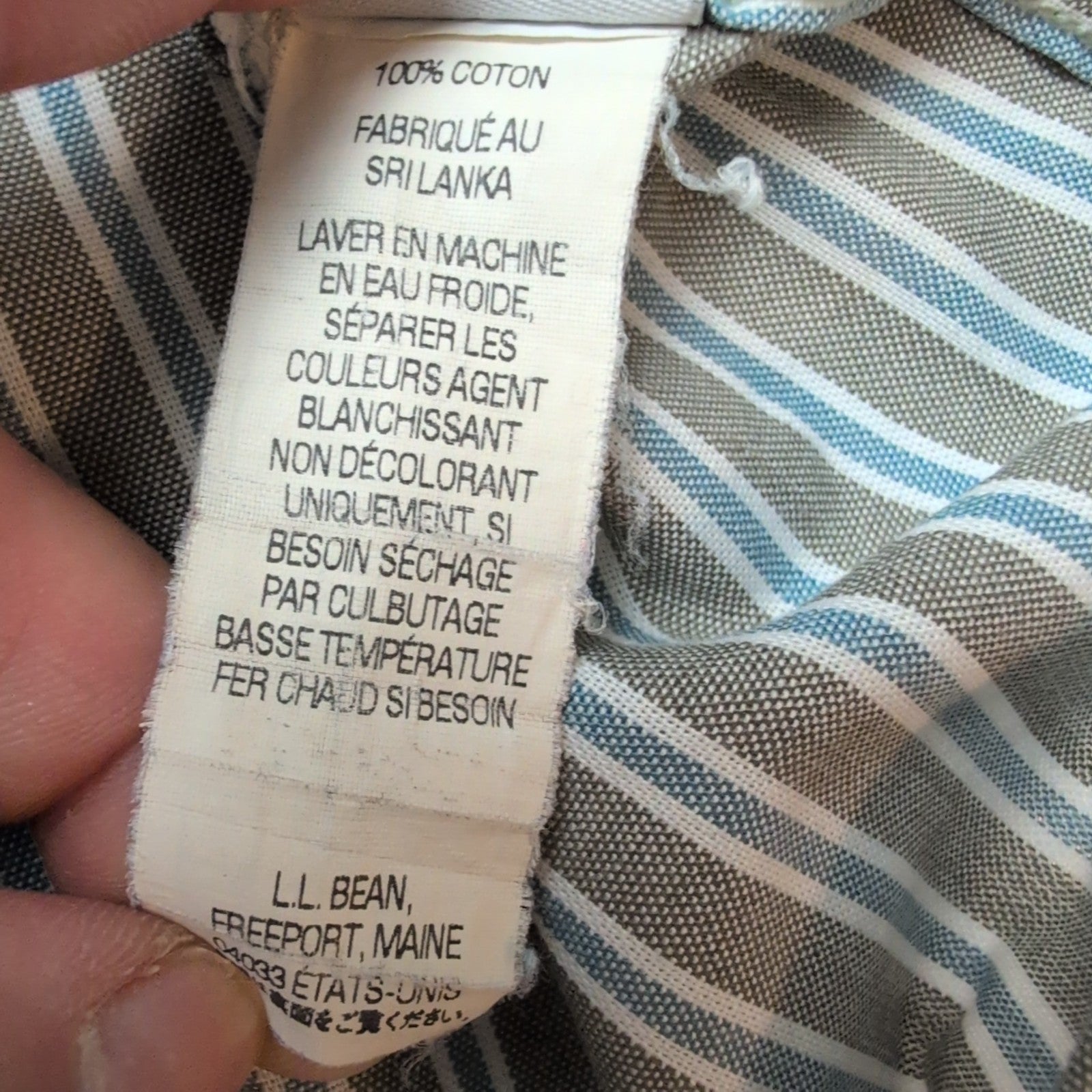 Chemise L.L. Bean marron à rayures manches courtes taille L #33e