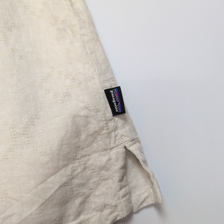 Chemise Patagonia L Chanvre Coton Beige Motifs Gaufrée Manches courtes 2 Poches