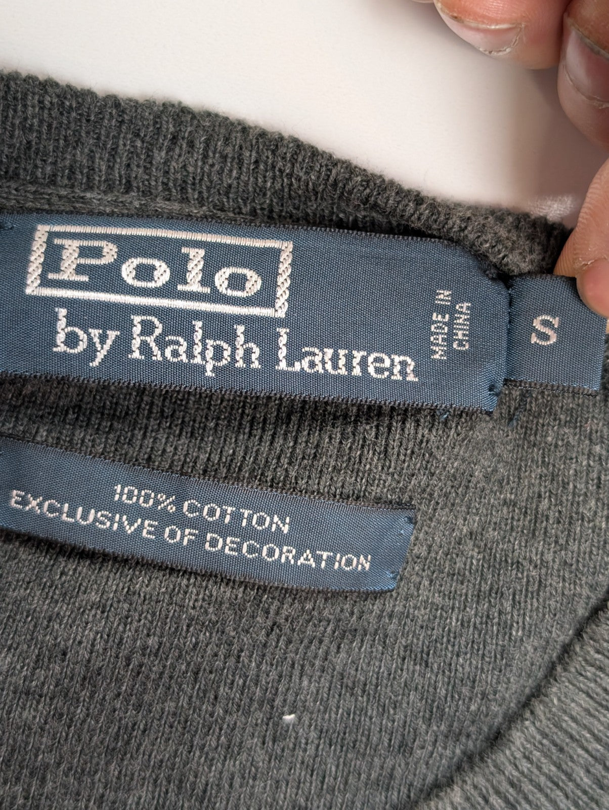 Pull Sweat Polo Ralph Lauren Col Rond Gris Foncé S Logo Vert | 541WSR