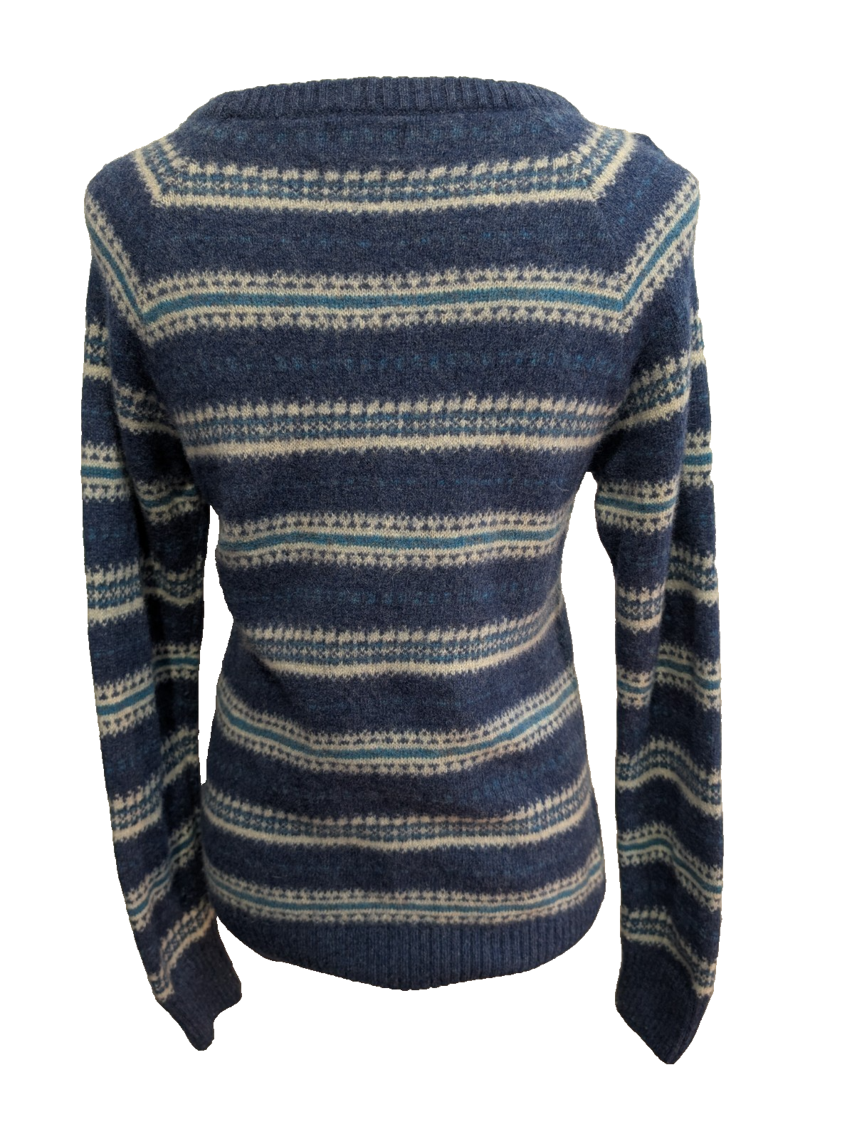 Pull KAPPA Laine Bleu et Vert à Rayures Motifs Hiver Femme Taille L