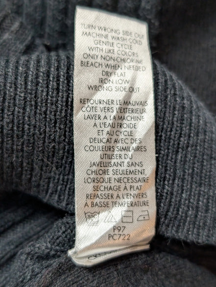 Pull Calvin Klein Noir Col V Texture Côtelée Coton & Modal - Taille L/XL