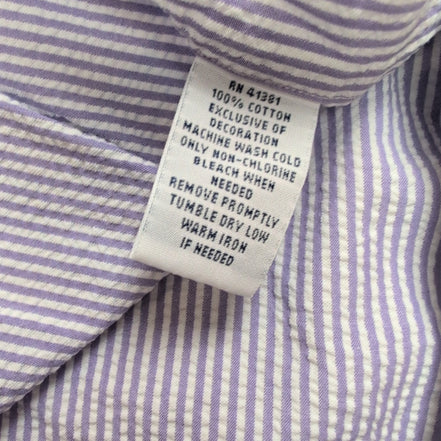 Chemise Ralph Lauren XL Lilas Rayures Gaufrée Logo Vert Button Down Shirt