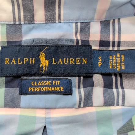 Chemise Ralph Lauren S Classic Fit Performance Bleue Carreaux Nylon Polyester
