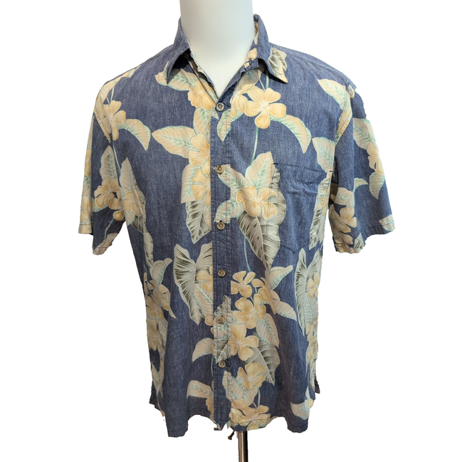 Chemise Hawaïenne Cooke Street Coton Bleu Feuillage M Honolulu