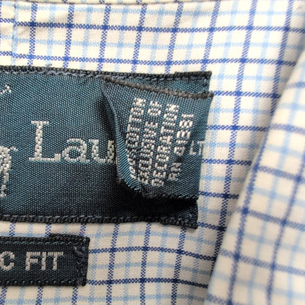 Chemise Ralph Lauren XL LT Bleue Carreaux Classic Fit Shirt Button Down Coton