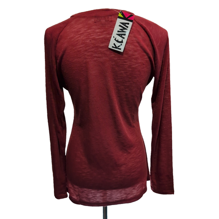 Haut Femme Kéama Taille XXL Rouge Col V Manches Longues Extensible Neuf