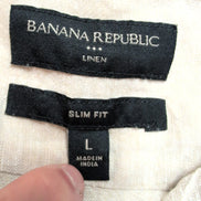 Chemise Banana Republic L Crème 55% Lin 45% coton Slim Fit Homme Manches Courtes