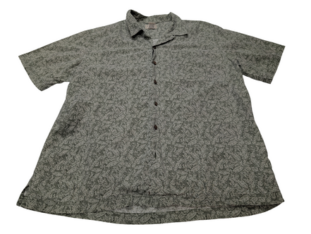 Chemise hawaïenne L.L.Bean vert kaki manches courtes taille L #666 hawaienne