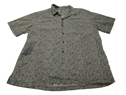 Chemise hawaïenne L.L.Bean vert kaki manches courtes taille L #666 hawaienne
