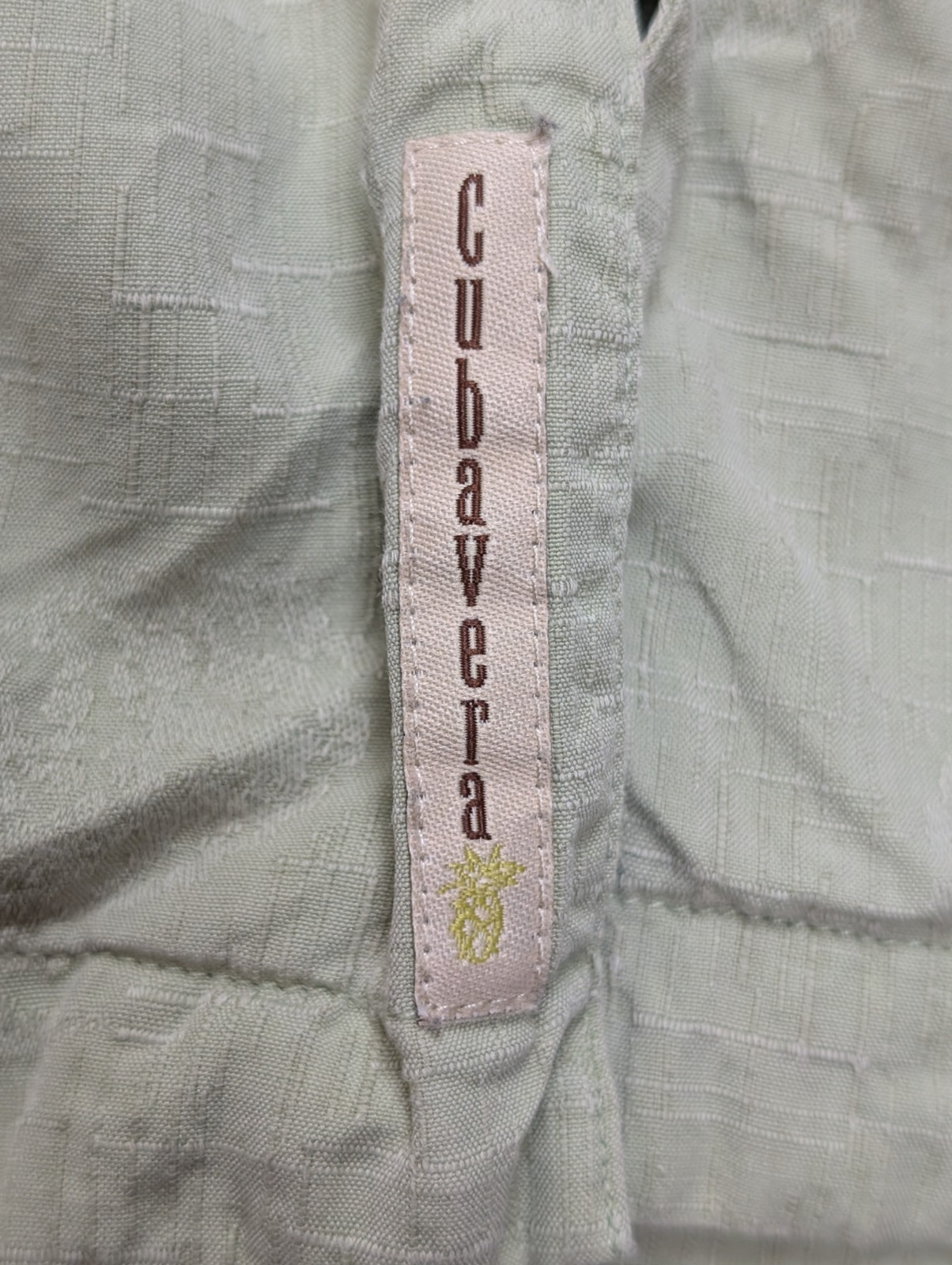 Chemise Hawaïenne Cubavera Soie & Coton Vert Pâle Palmiers - Taille S