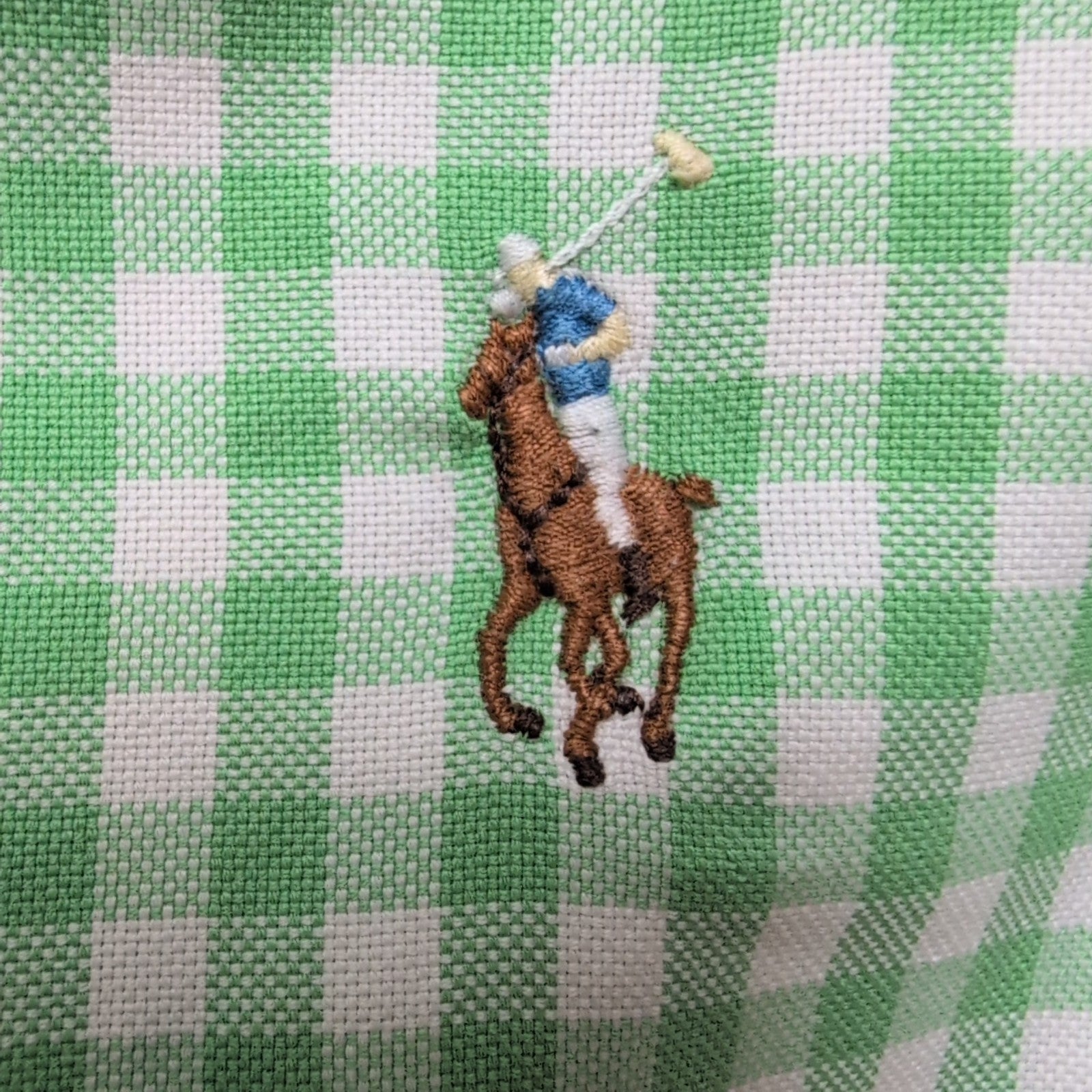 Chemise Ralph Lauren L Vert Carreaux Classic Fit Coton Logo Marron Poche