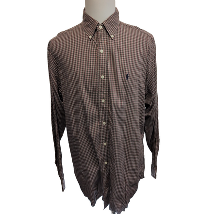 Chemise Ralph Lauren L kaki Carreaux Shirt Button Down Coton Logo Violet