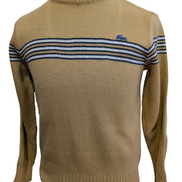 Pull Vintage IZOD Lacoste Enfant 18 (XL) beige rayures bleu acrylique logo brodé