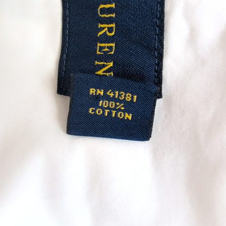 Chemise Ralph Lauren 3XL Tall Blanche Unie Logo Bleu Marine 100% Coton