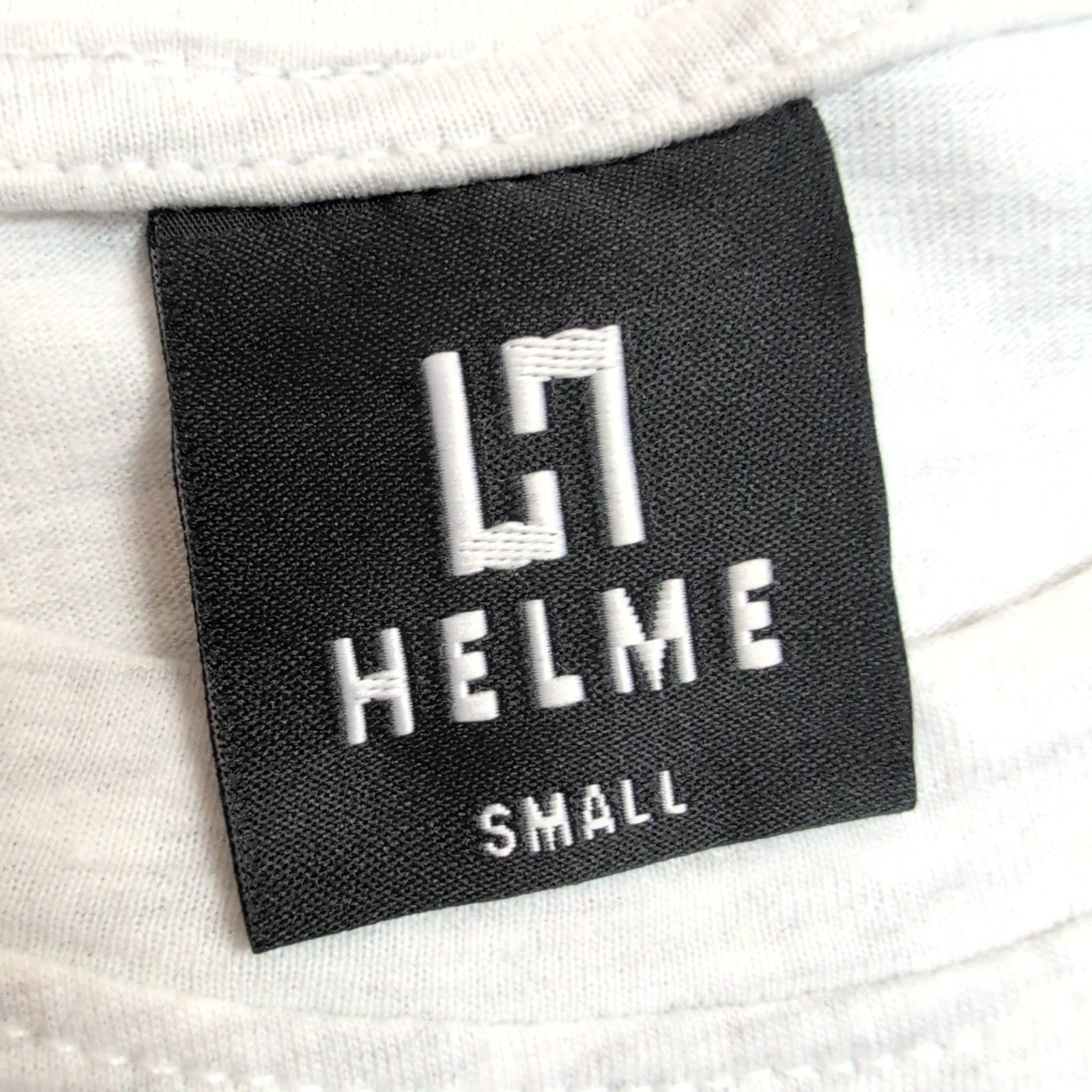 T-shirt HELME Homme S Blanc Chiné Gris 100% Coton Logo Minimaliste Neuf