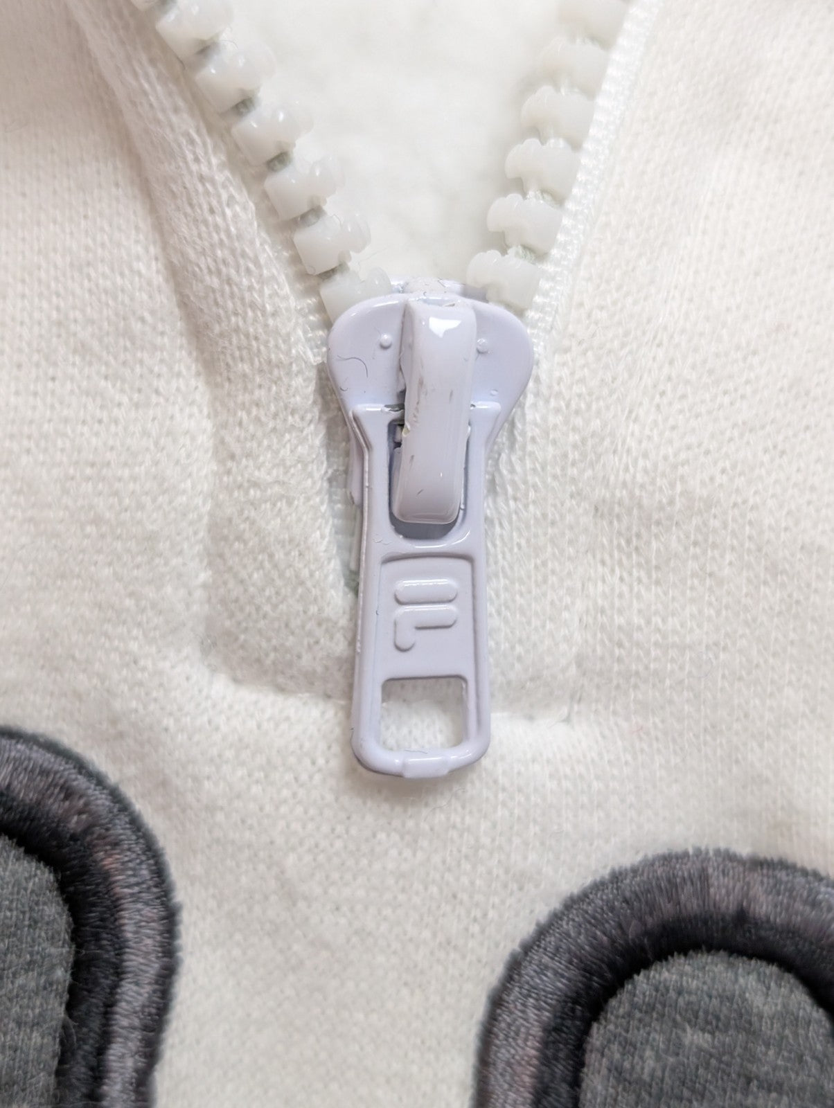 🤍 Sweat Fila Col Zippé Logo Brodé T. L - Blanc Vintage Sportswear