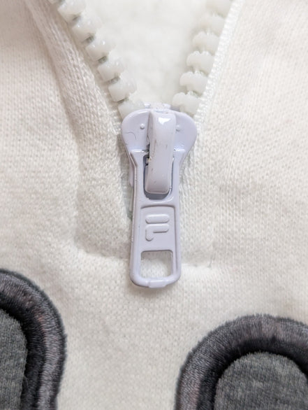 🤍 Sweat Fila Col Zippé Logo Brodé T. L - Blanc Vintage Sportswear